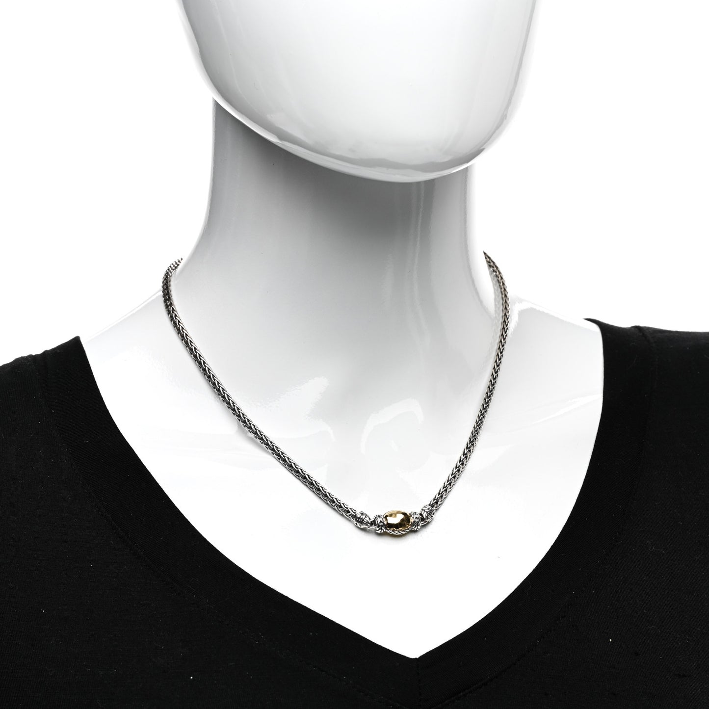 Sterling Silver 22K Yellow Gold Hammered Pendant Necklace