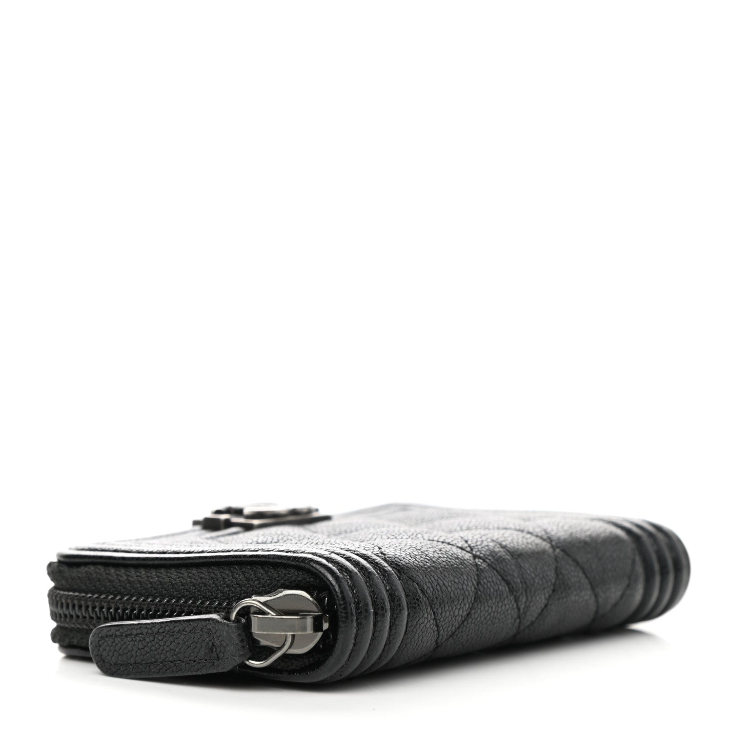 Chanel Caviar Quilted Boy Zip Around Coin Purse Wallet Black 4 of 8