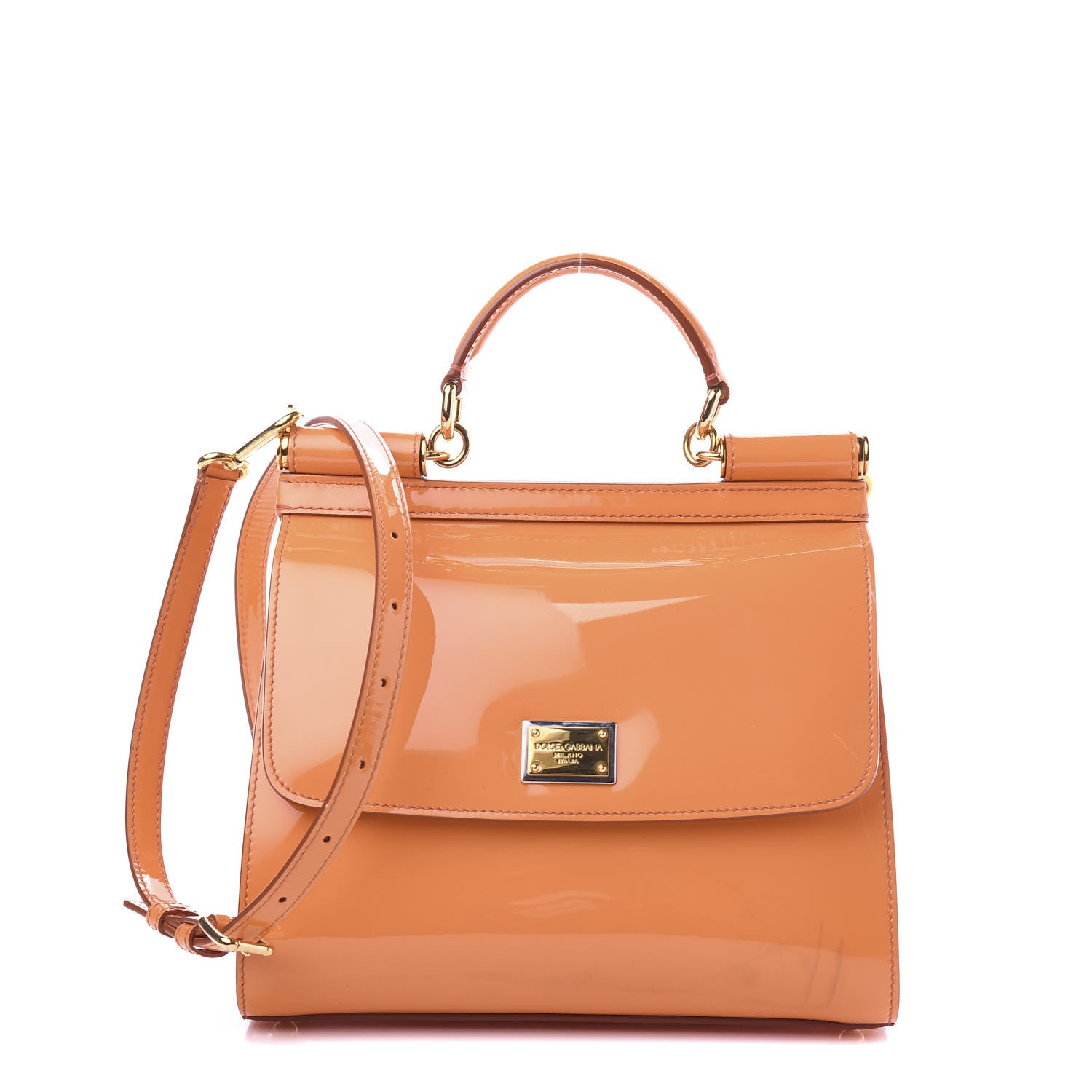 Dolce & Gabbana Patent Medium Miss Sicily Satchel Orange 1 of 8