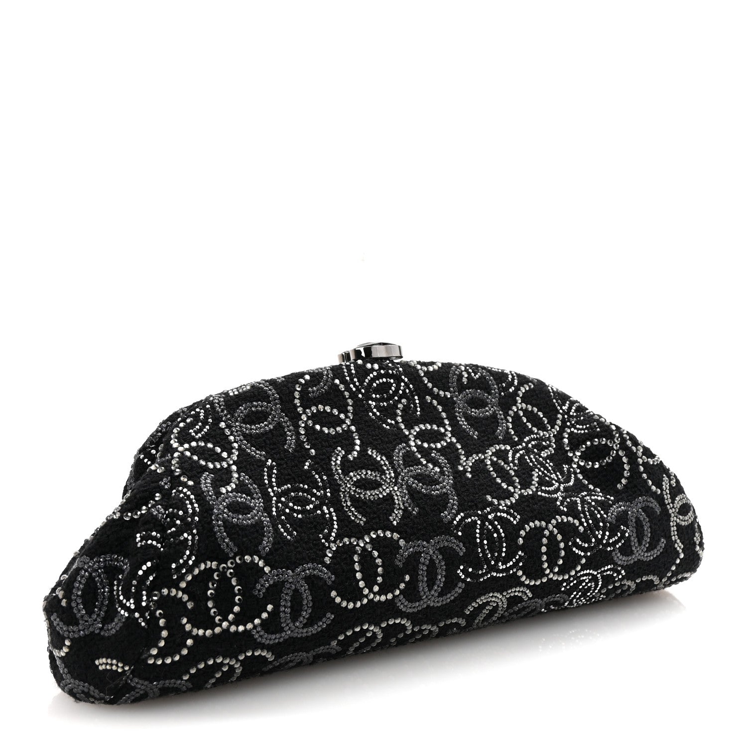 Chanel Tweed Strass Pudong Clutch Black 3 of 8