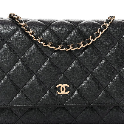 Chanel Iridescent Caviar Quilted Wallet on Chain WOC Black 9 of 11