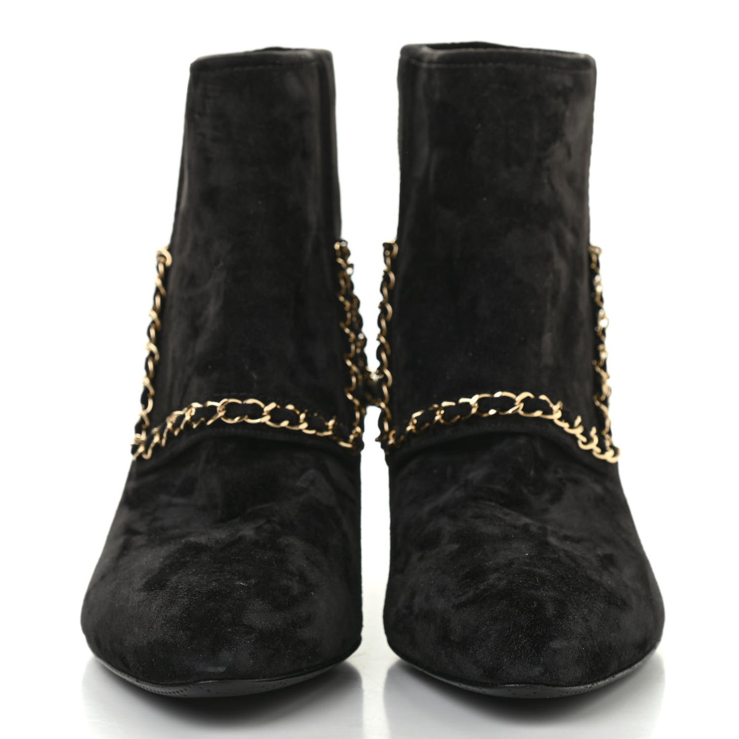 Suede Calfskin Chain CC Short Boots 39.5 Black