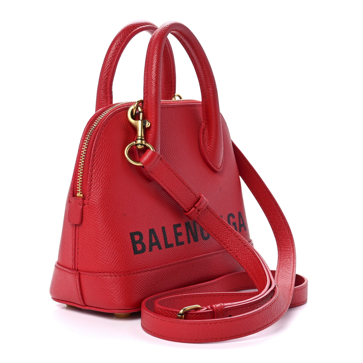 Balenciaga Signature Grained Calfskin Logo XXS Ville Top Handle Bag Rouge Coquelicot Black 3 of 25