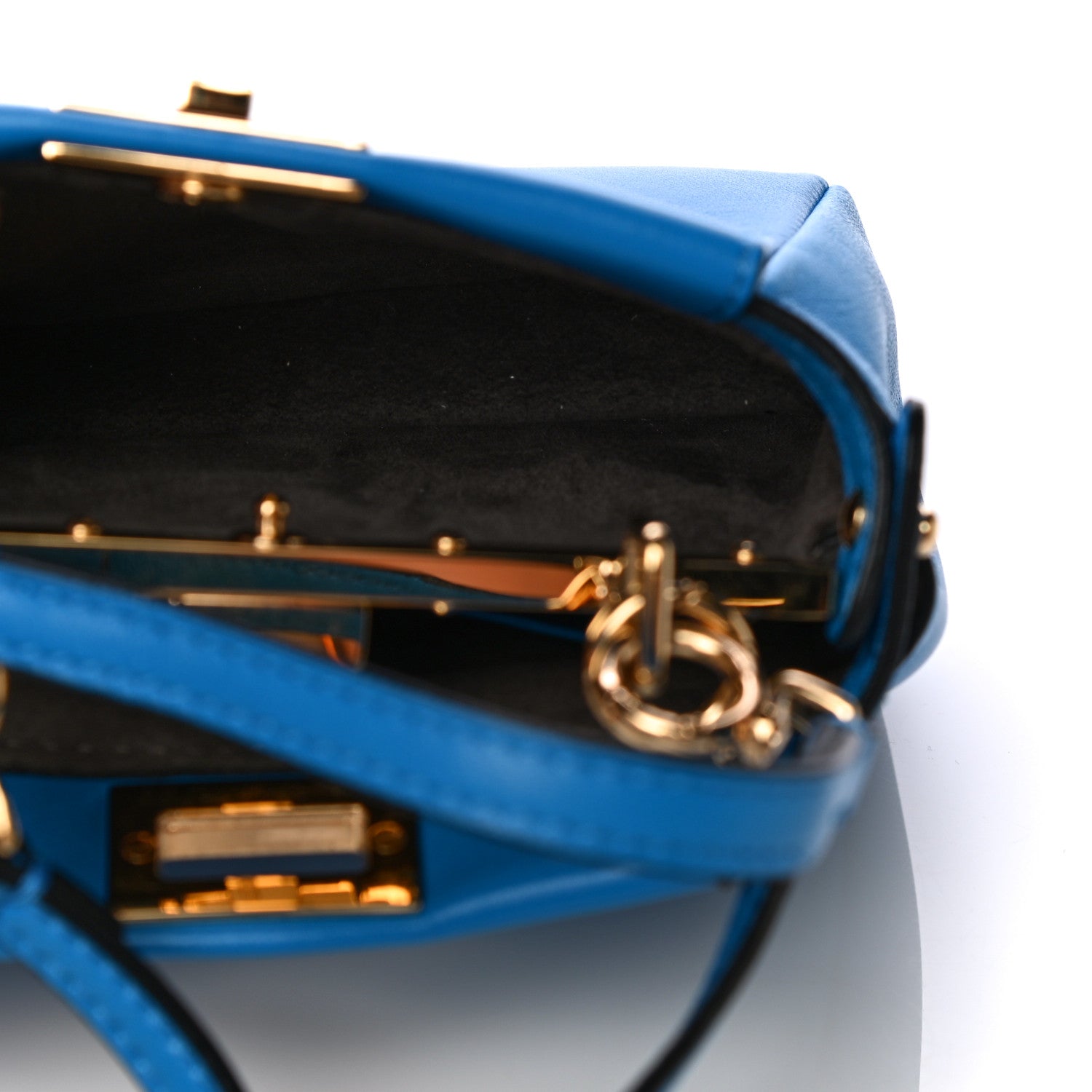 Fendi Shiny Nappa Micro Peekaboo Iconic Satchel Blue Royal 5 of 11