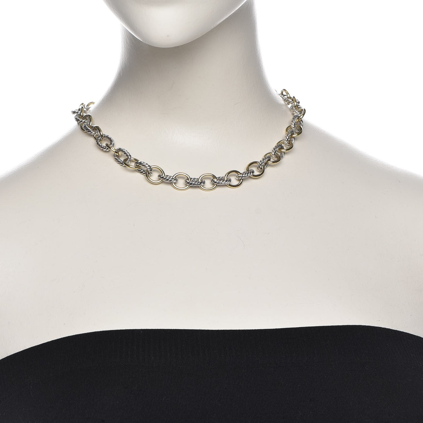 Sterling Silver 18K Yellow Gold 10mm Medium Oval Link Necklace
