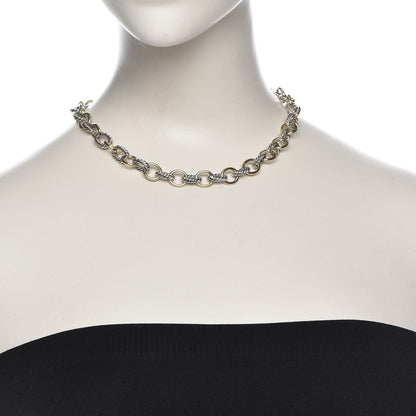 David Yurman Sterling Silver 18K Yellow Gold 10mm Medium Oval Link Necklace 2 of 6