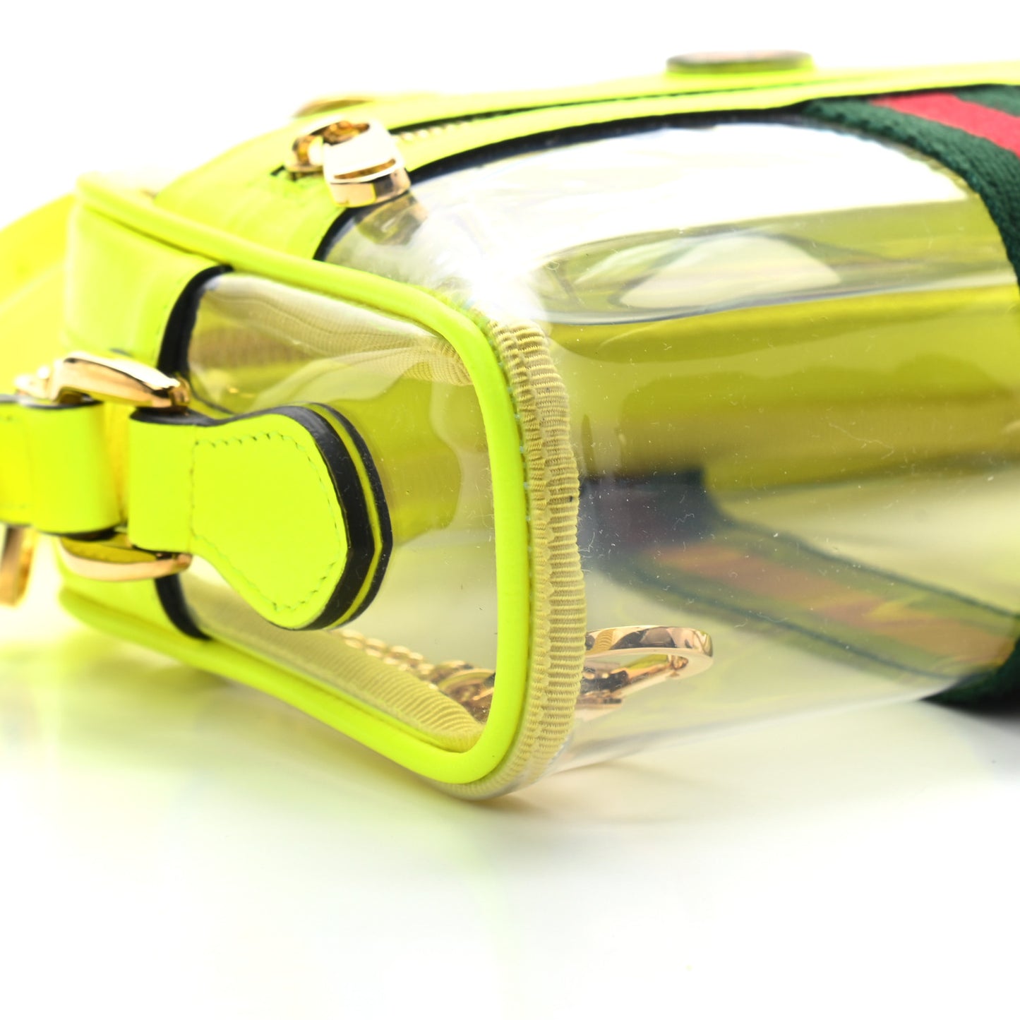 Vinyl Web Mini Ophidia Transparent Shoulder Bag Yellow Fluo