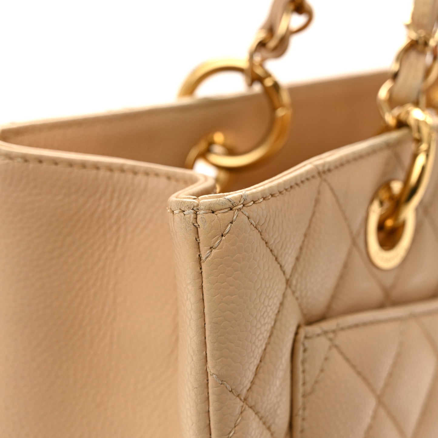 Caviar Quilted Grand Shopping Tote GST Beige Clair
