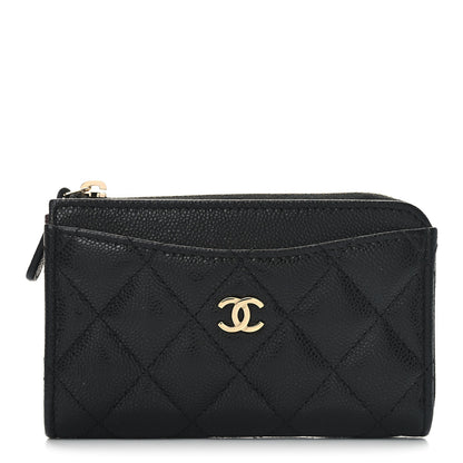 Chanel Caviar Quilted CC Zip Around Card Holder Black 1 of 8