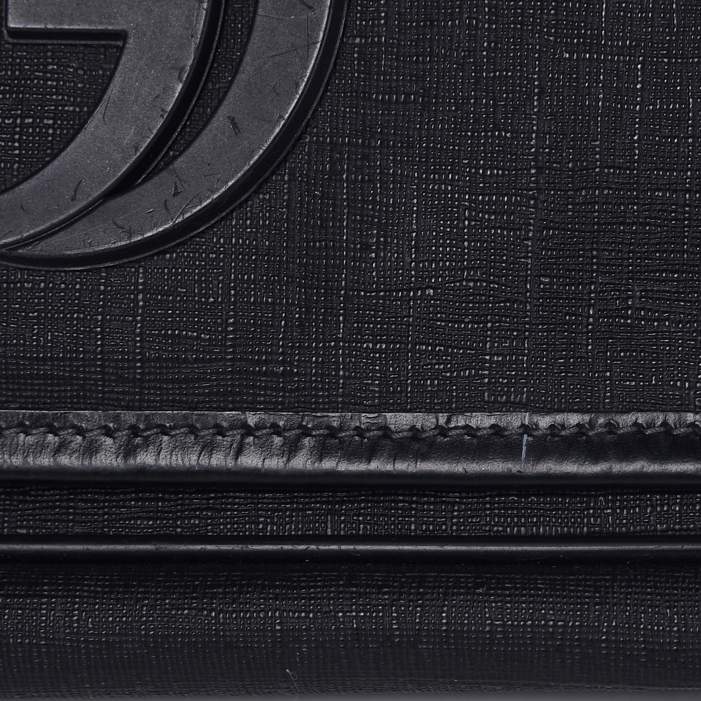 Coated Canvas Interlocking G Large Flap Messenger Bag Black