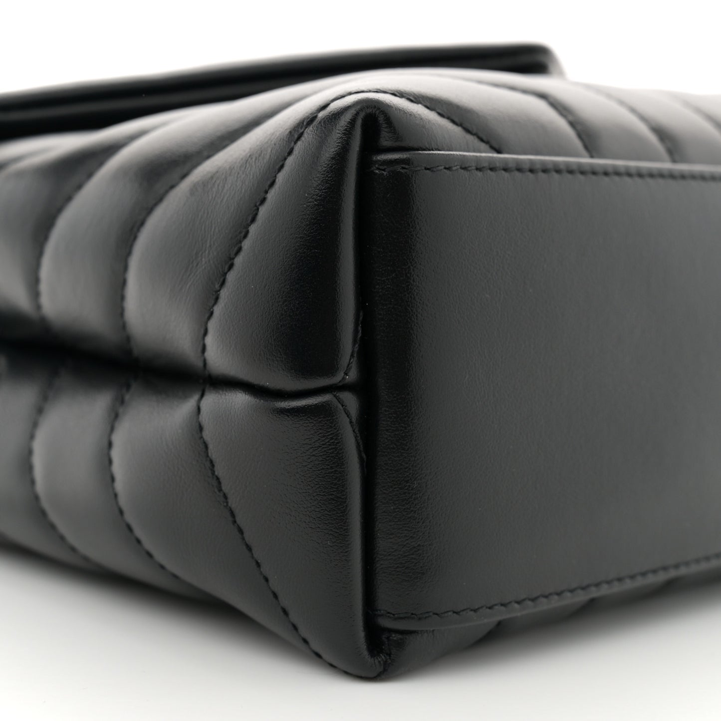 Calfskin Y Quilted Monogram Monochrome Small Loulou Chain Satchel Black