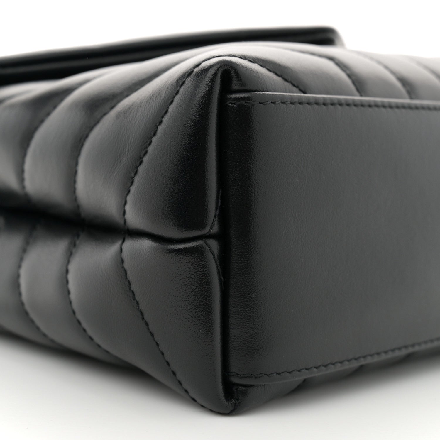 Saint Laurent Calfskin Y Quilted Monogram Monochrome Small Loulou Chain Satchel Black 9 of 12