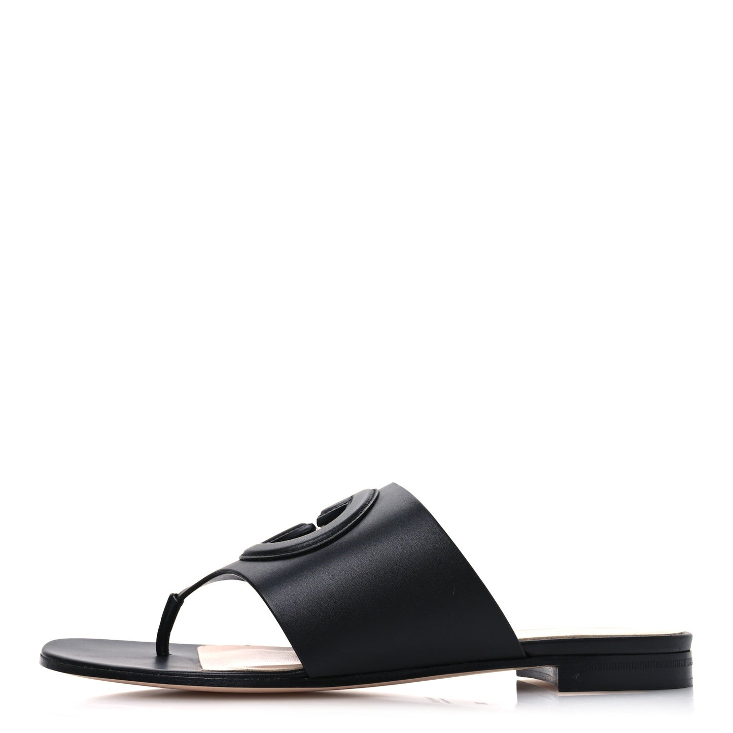 Sierra Calfskin Interlocking G Cut Out Thong Sandals 38 Black
