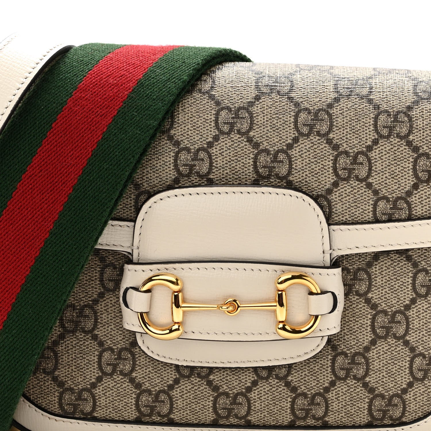 Gucci GG Supreme Monogram Web Mini Horsebit 1955 Shoulder Bag Beige Mystic White 8 of 10