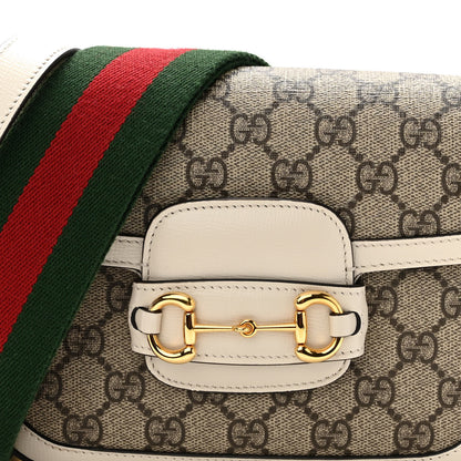 Gucci GG Supreme Monogram Web Mini Horsebit 1955 Shoulder Bag Beige Mystic White 8 of 10