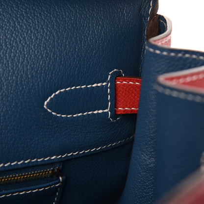 Hermes Epsom Candy Birkin 35 Rouge Casaque Bleu Thalassa 18 of 35