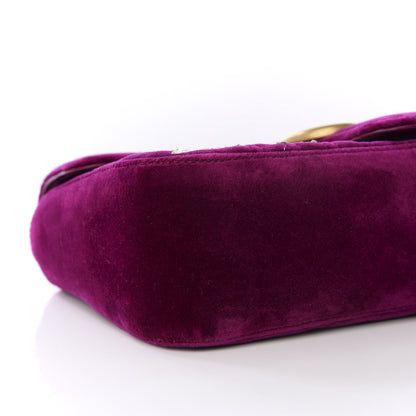 Gucci Velvet Matelasse Embroidered Small GG Marmont Shoulder Bag Fuchsia Violet Cyclamen 5 of 10
