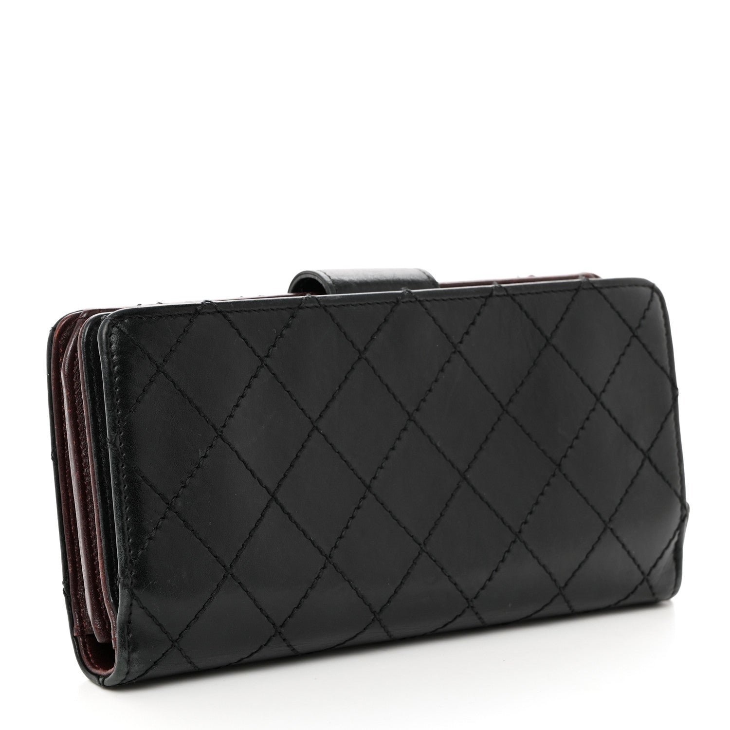 Chanel Lambskin Stitched Mademoiselle French Wallet Black 3 of 15