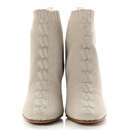 Hermes Knit Calfskin Volver 60 Ankle Boots 36 Nocciola 2 of 9