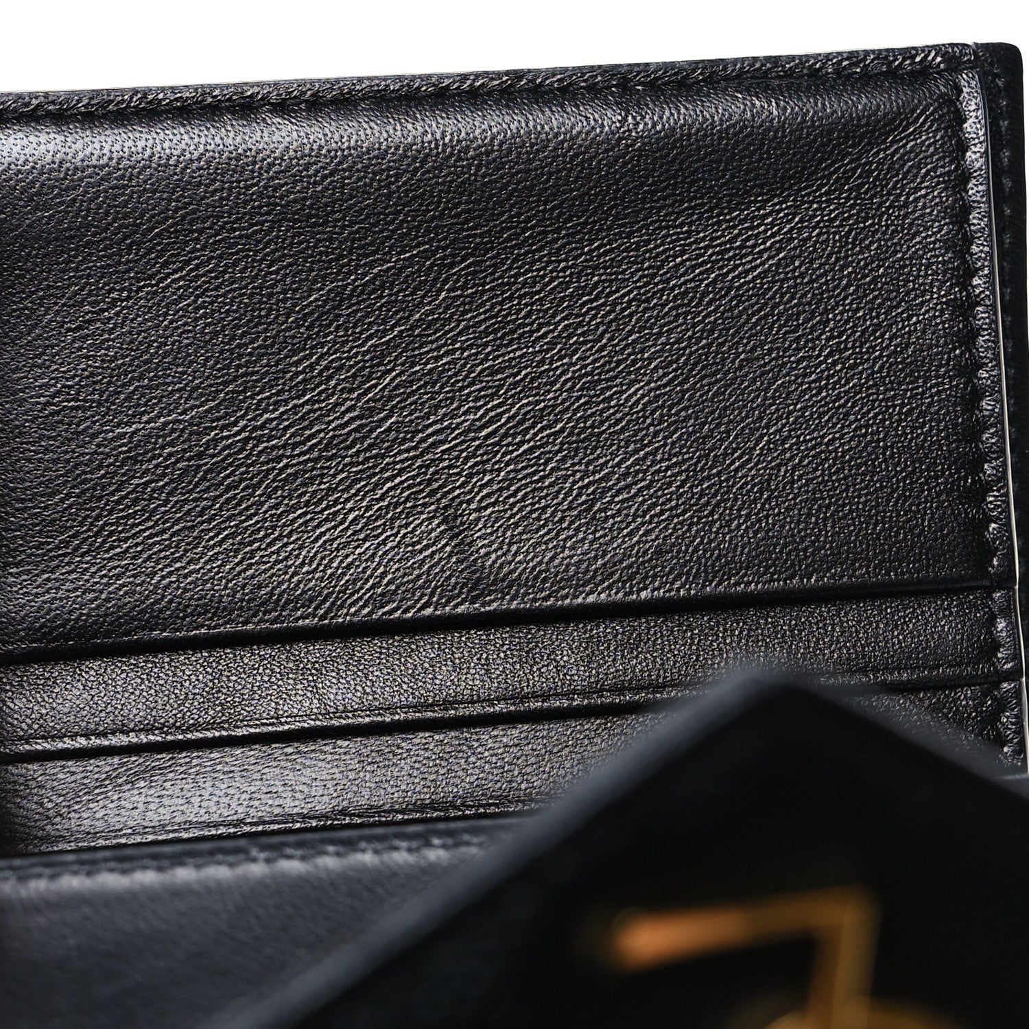 Saint Laurent Grain De Poudre Matelasse Chevron Monogram Compact Tri Fold Wallet Black 10 of 13