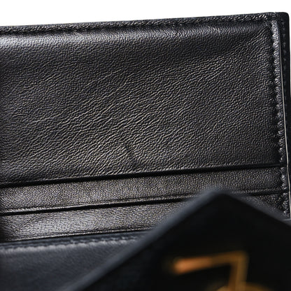 Saint Laurent Grain De Poudre Matelasse Chevron Monogram Compact Tri Fold Wallet Black 10 of 13