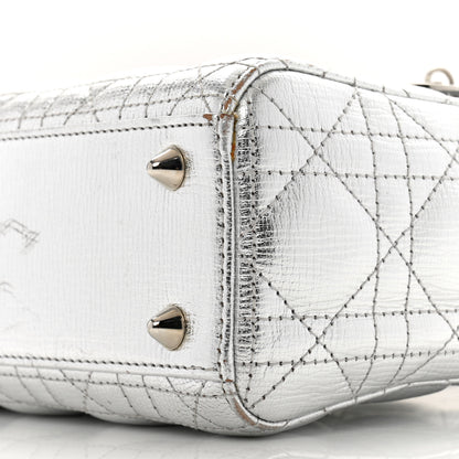 Christian Dior Metallic Grained Calfskin Cannage Small Lucky Badges My Lady Dior Silver 10 of 14