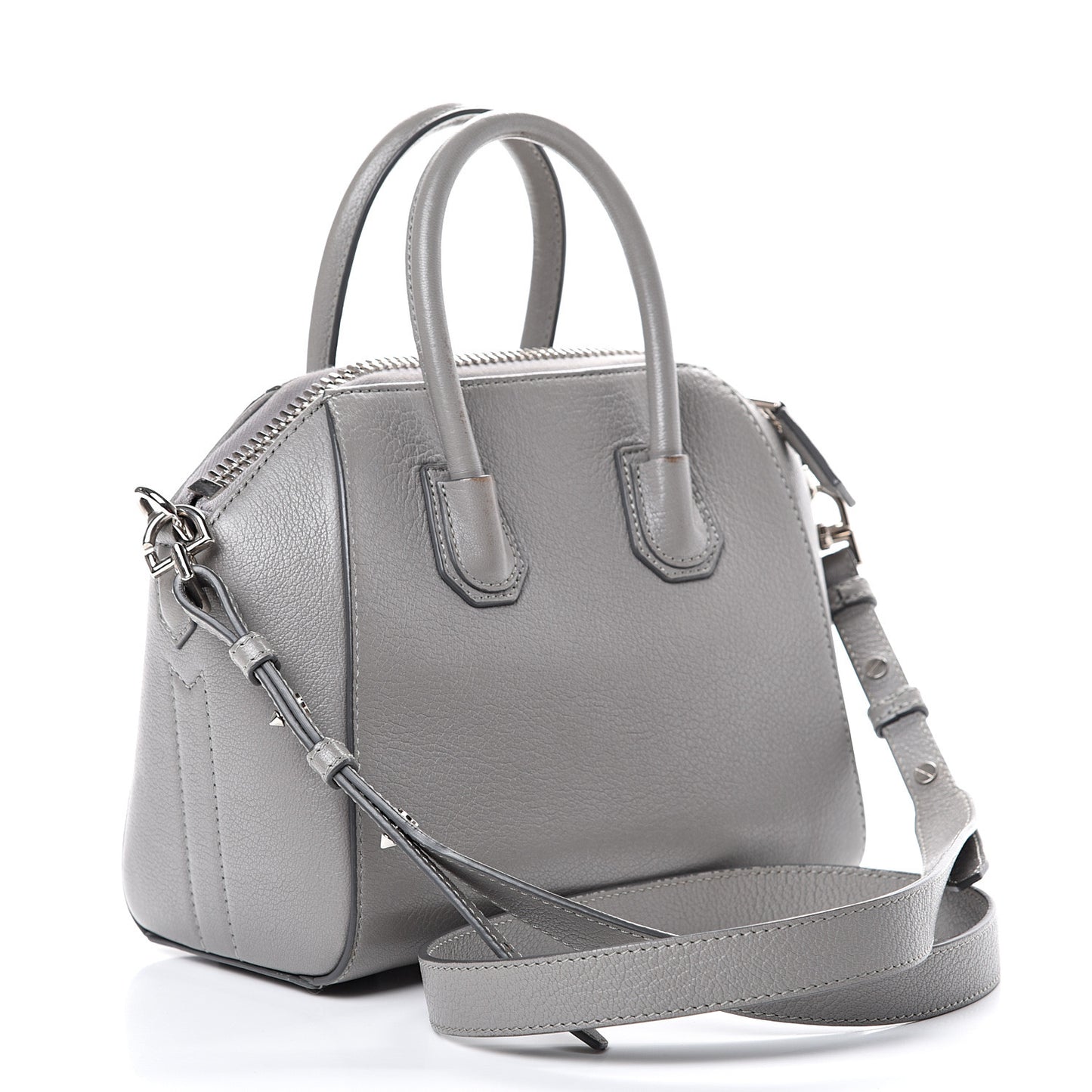 Sugar Goatskin Mini Antigona Pearl Grey