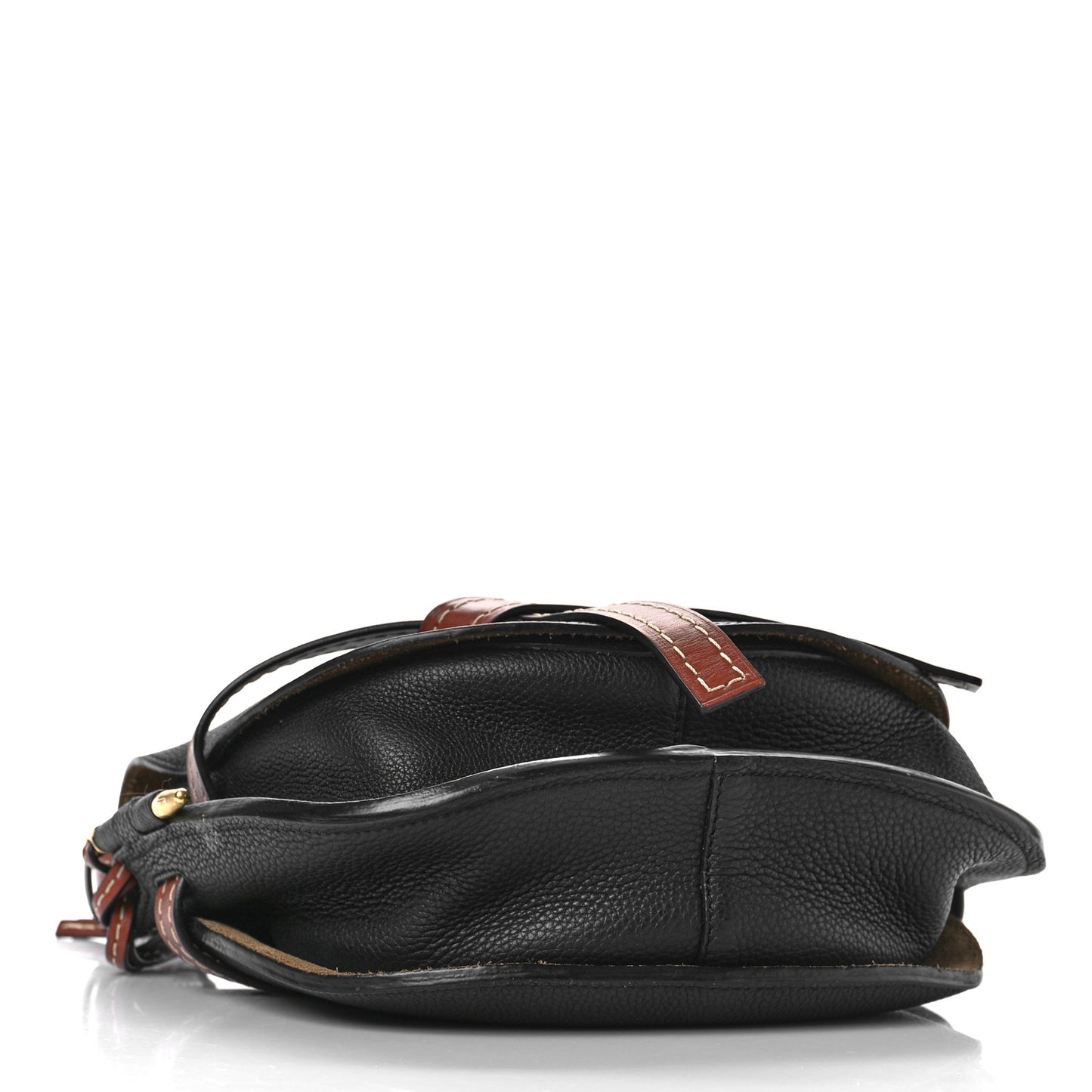 Grained Calfskin Small Gate Crossbody Bag Pecan Black