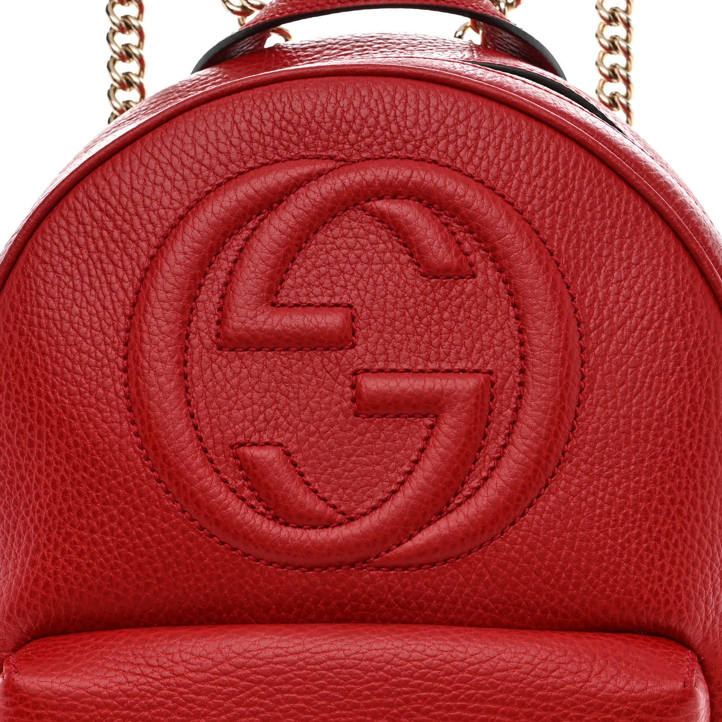 Pebbled Calfskin Soho Chain Backpack Hibiscus Red
