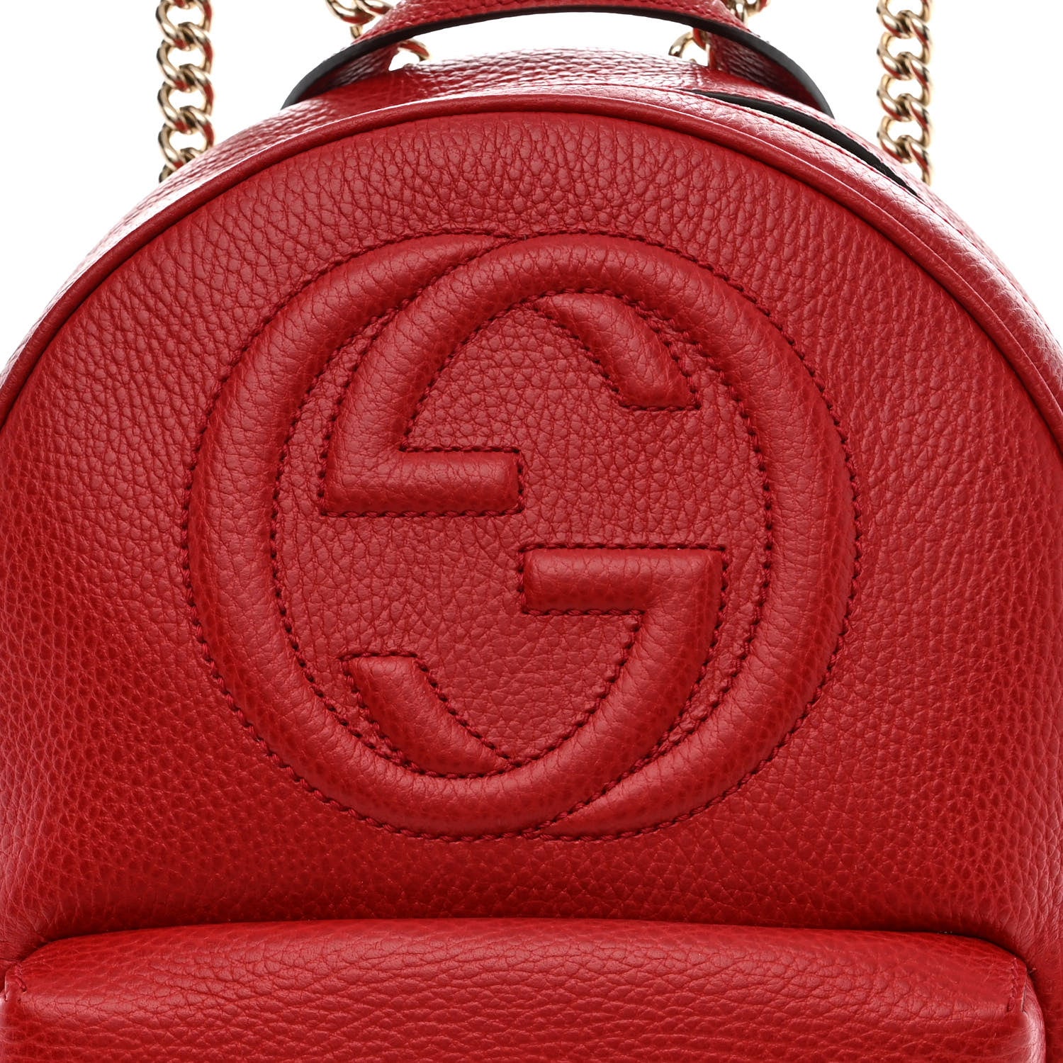 Gucci Pebbled Calfskin Soho Chain Backpack Hibiscus Red 8 of 12