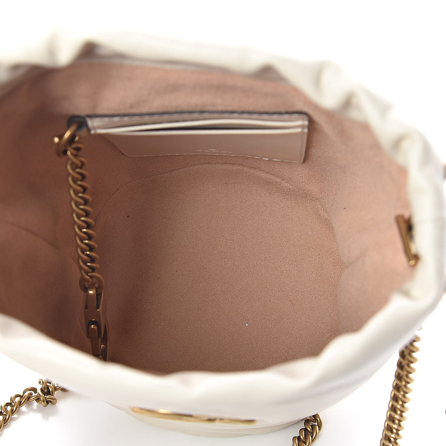 Calfskin Matelasse Mini GG Marmont 2.0 Bucket Bag White