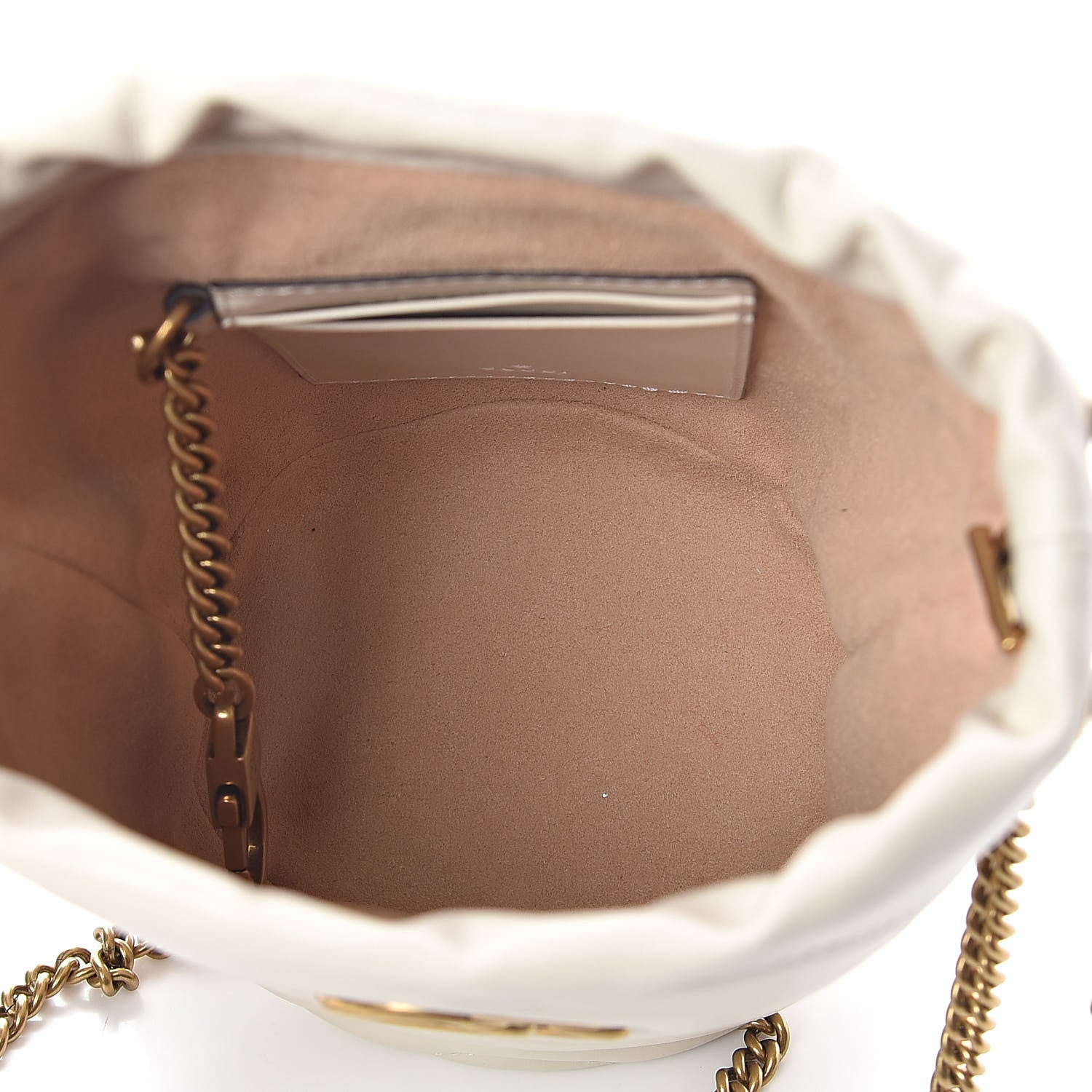 Gucci Calfskin Matelasse Mini GG Marmont 2.0 Bucket Bag White 5 of 9