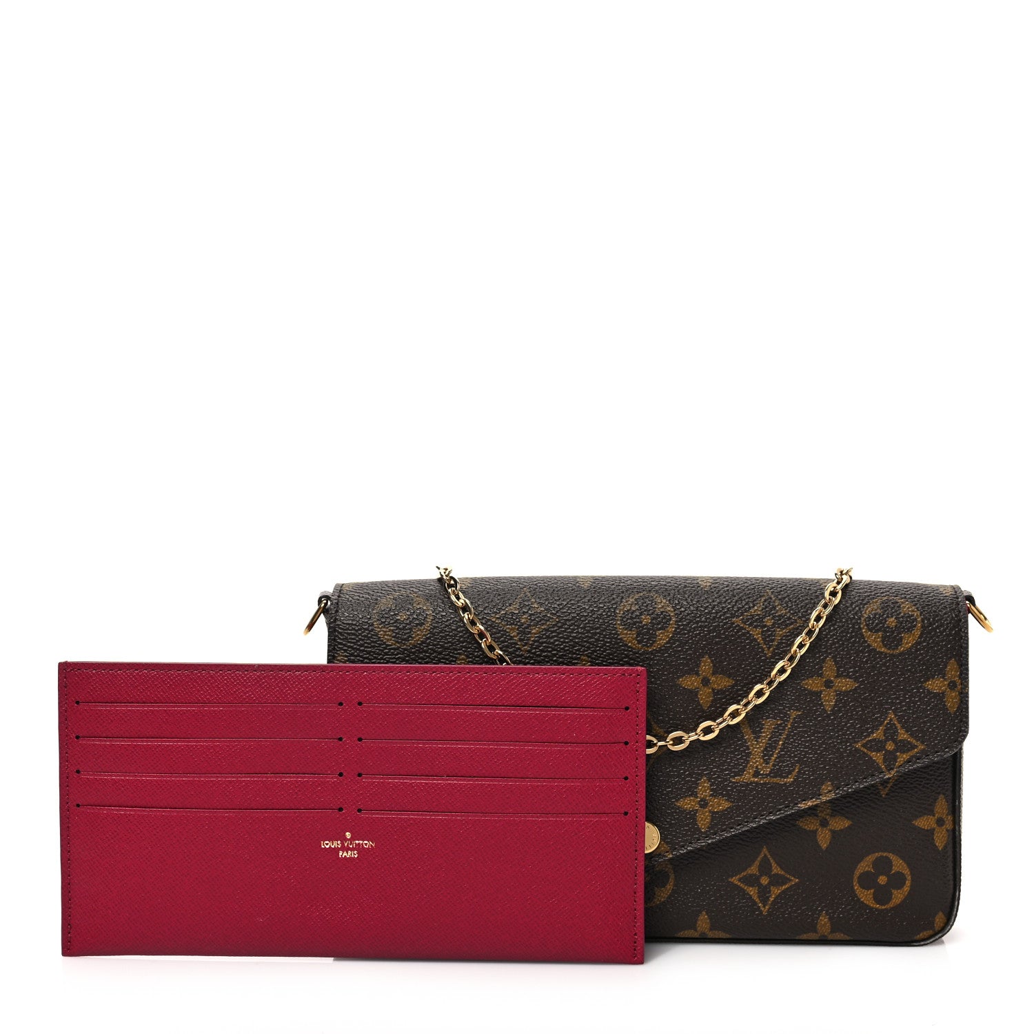 Louis Vuitton Monogram Pochette Felicie Chain Wallet Fuchsia 1 of 9
