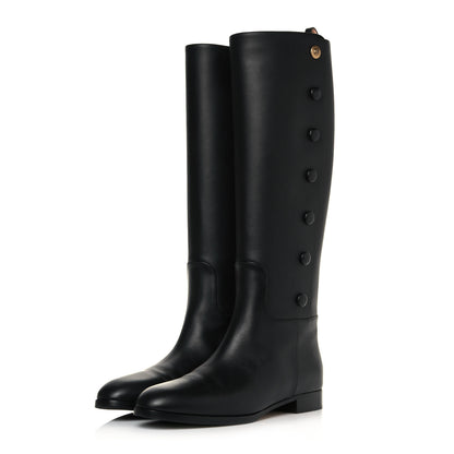 Gucci Calfskin Buttons Lifford Knee High Boots 38.5 Black 3 of 8