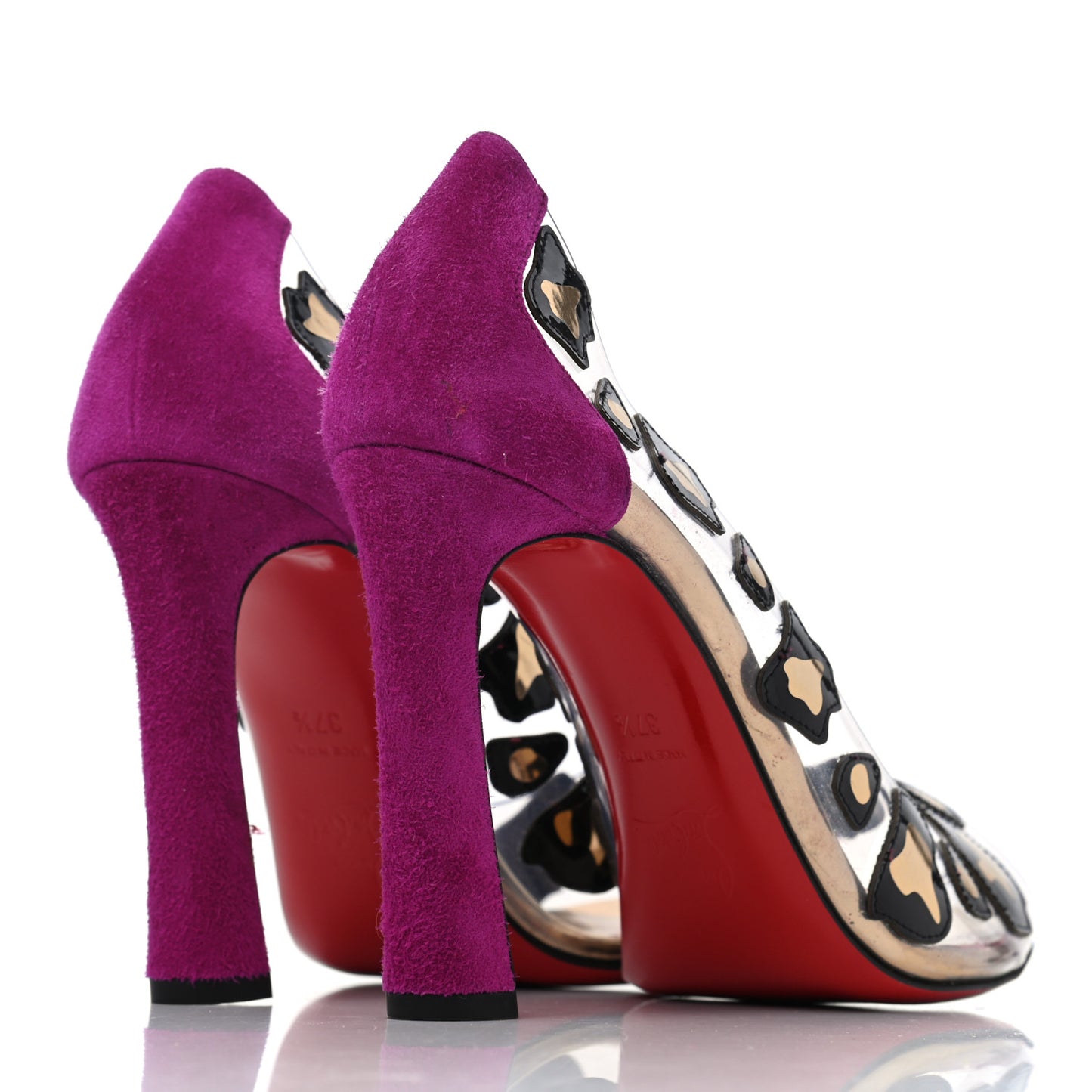 PVC Patent Suede Parsefal 100 Peep Toe Pumps 37.5 Black Richelieu
