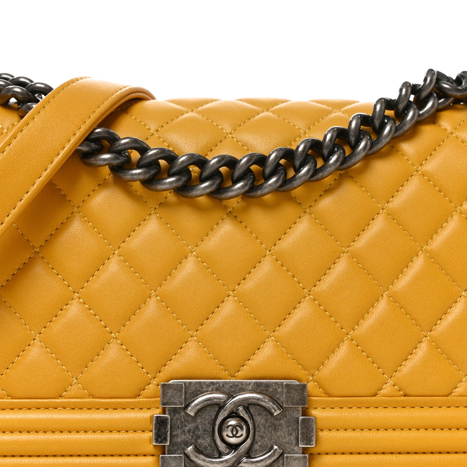 Chanel Lambskin Quilted Medium Boy Flap Yellow 8 of 10