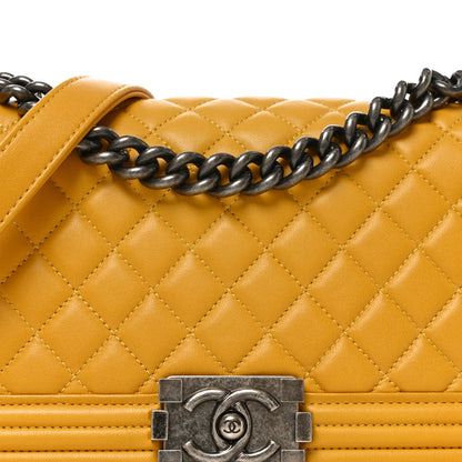 Chanel Lambskin Quilted Medium Boy Flap Yellow 8 of 10