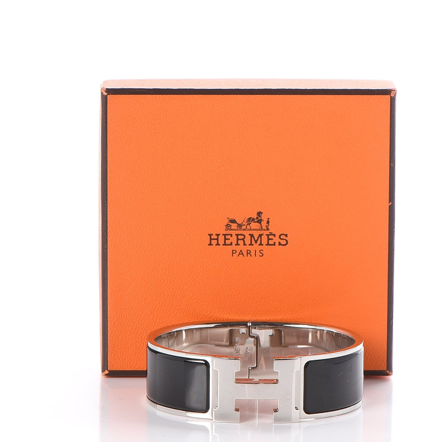 Enamel Wide Clic Clac H Bracelet GM Black