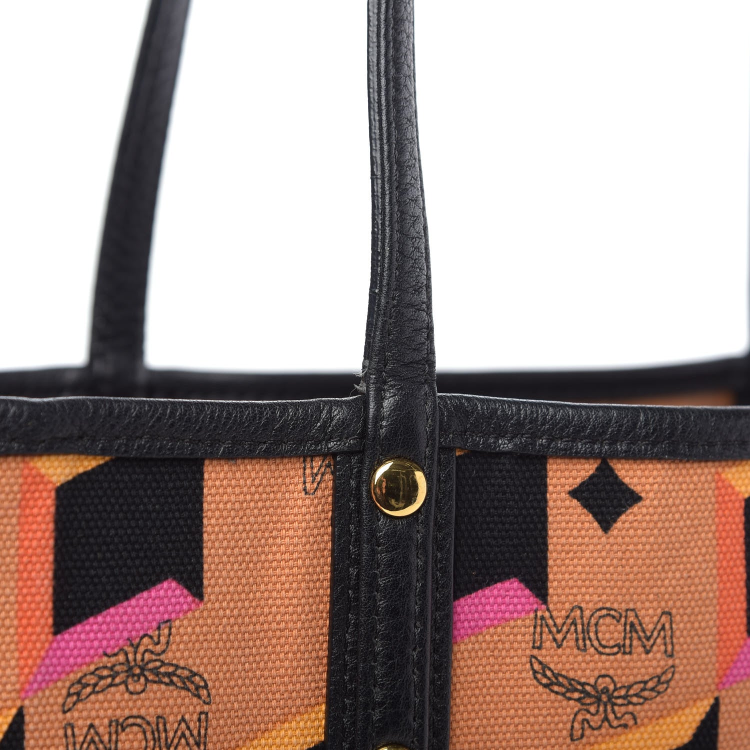 MCM Visetos Medium Reversible Shopping Tote Cognac Black 14 of 15
