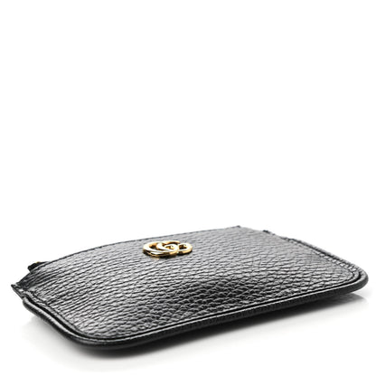 Gucci Pebbled Calfskin GG Marmont Key Case Card Holder Black 3 of 6