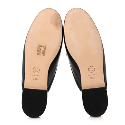 Chanel Lambskin Pearl CC Mules 38.5 Black 5 of 9