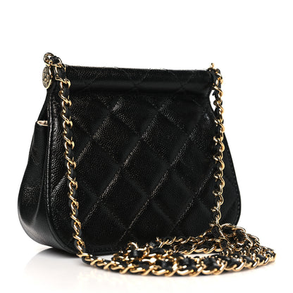 Chanel Caviar Quilted  Mini Flap Clutch With Chain Black 3 of 12