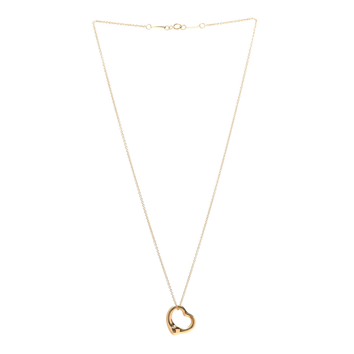 18K Rose Gold 16mm Elsa Peretti Open Heart Pendant Necklace