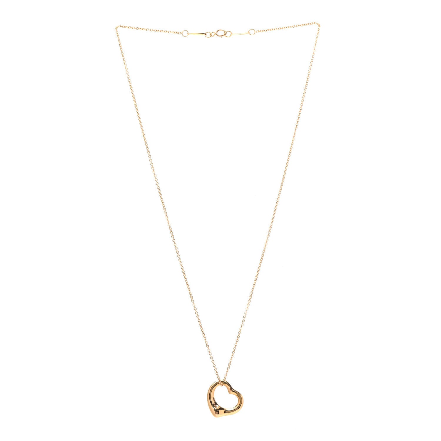 Tiffany 18K Rose Gold 16mm Elsa Peretti Open Heart Pendant Necklace 3 of 9