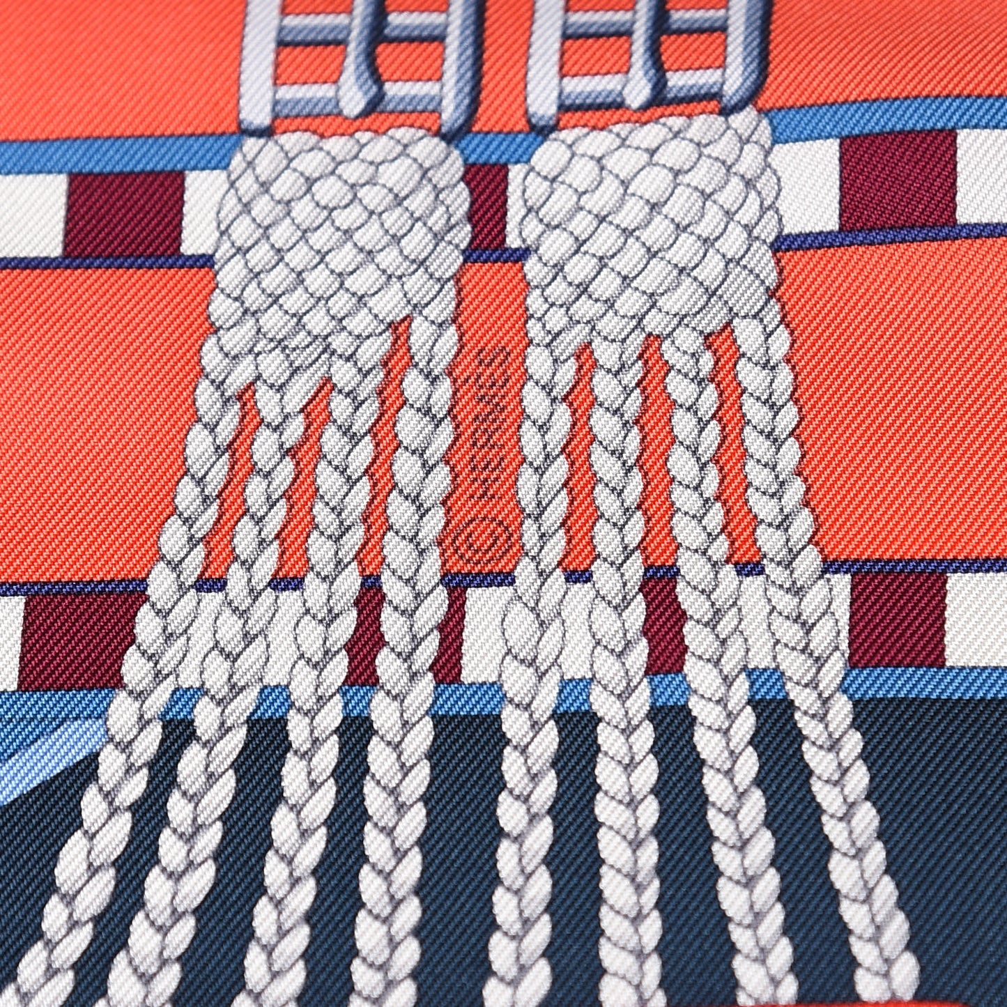 Silk Sangles En Zigzag Scarf 90 Ardoise Rouge Gris Bleuete