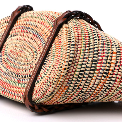 Prada Paglia Vitello Woven Braided Basket Tote Multicolor Cognac 8 of 8