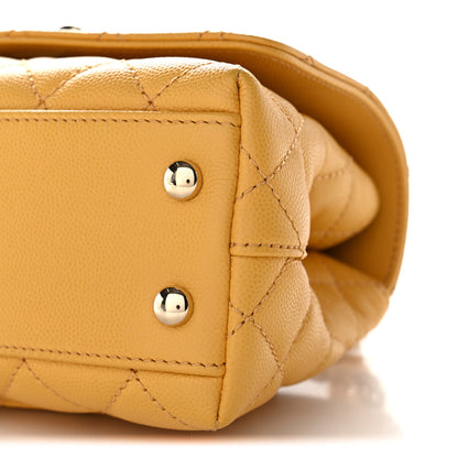 Chanel Caviar Lizard Embossed Quilted Extra Mini Coco Handle Flap Yellow 10 of 10