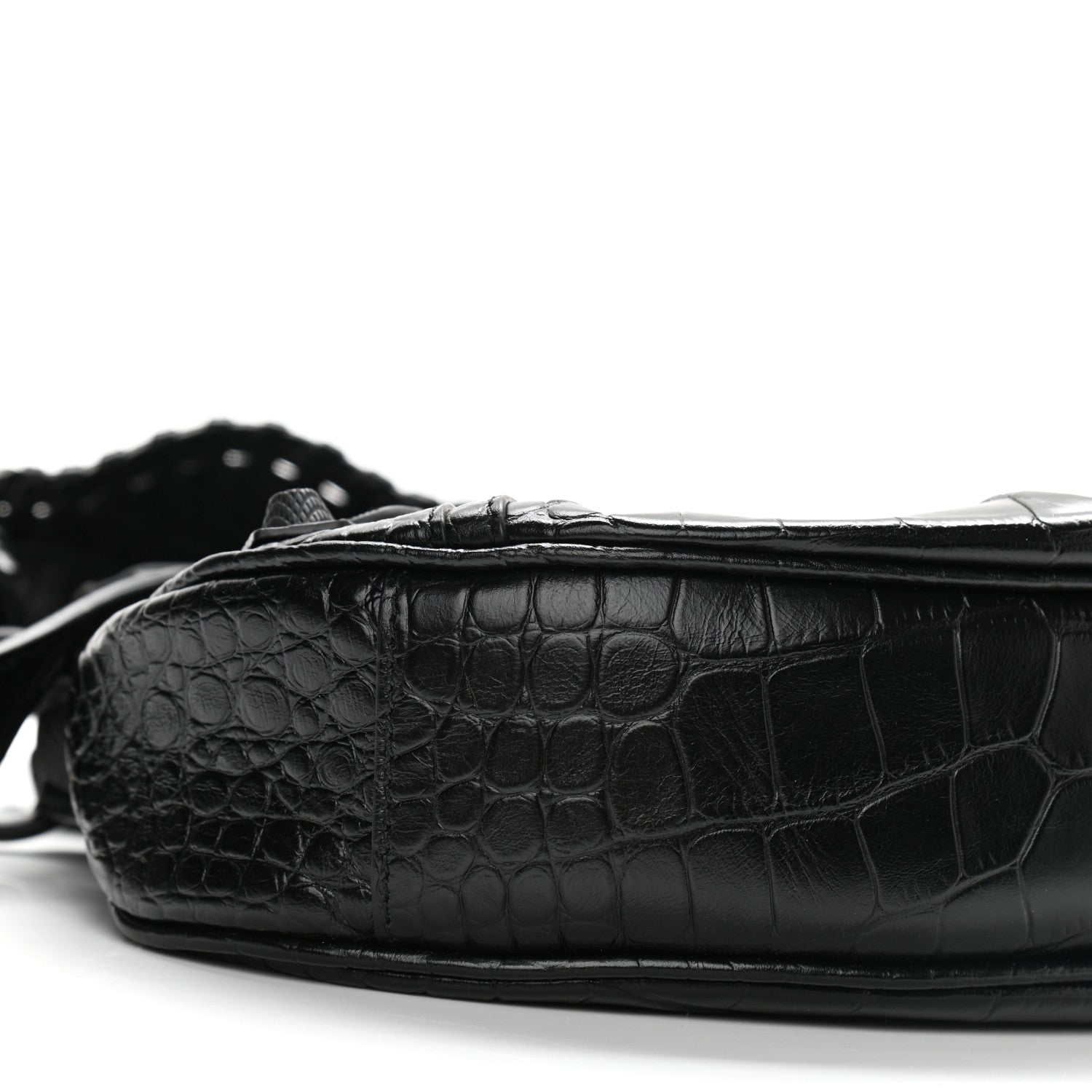 Balenciaga Extra Supple Calfskin Crocodile Embossed Monochrome Le Cagole Shoulder Bag XS Black 9 of 10