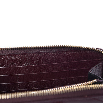 Saint Laurent Grain De Poudre Matelasse Chevron Monogram Zip Around Wallet Amaranto 8 of 9