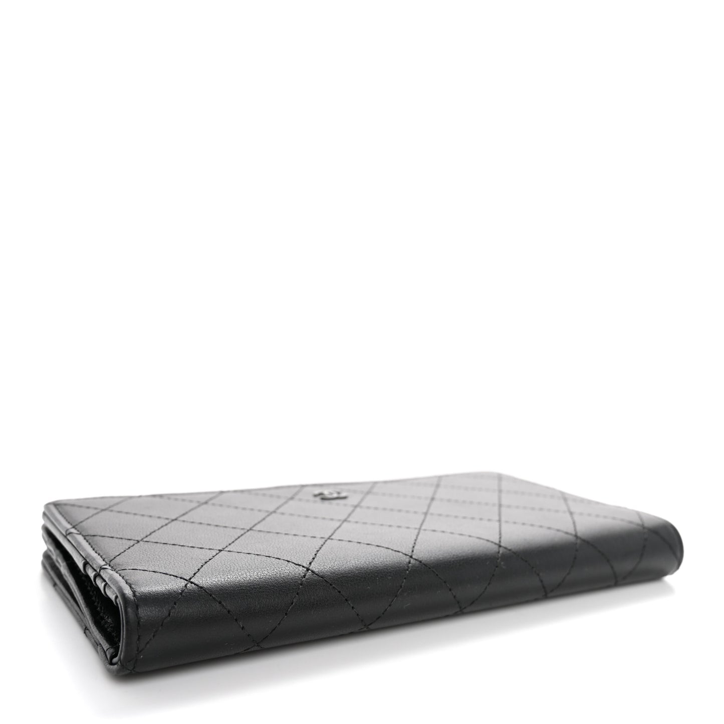 Grained Calfskin Quilted Long Zipped Wallet So Black